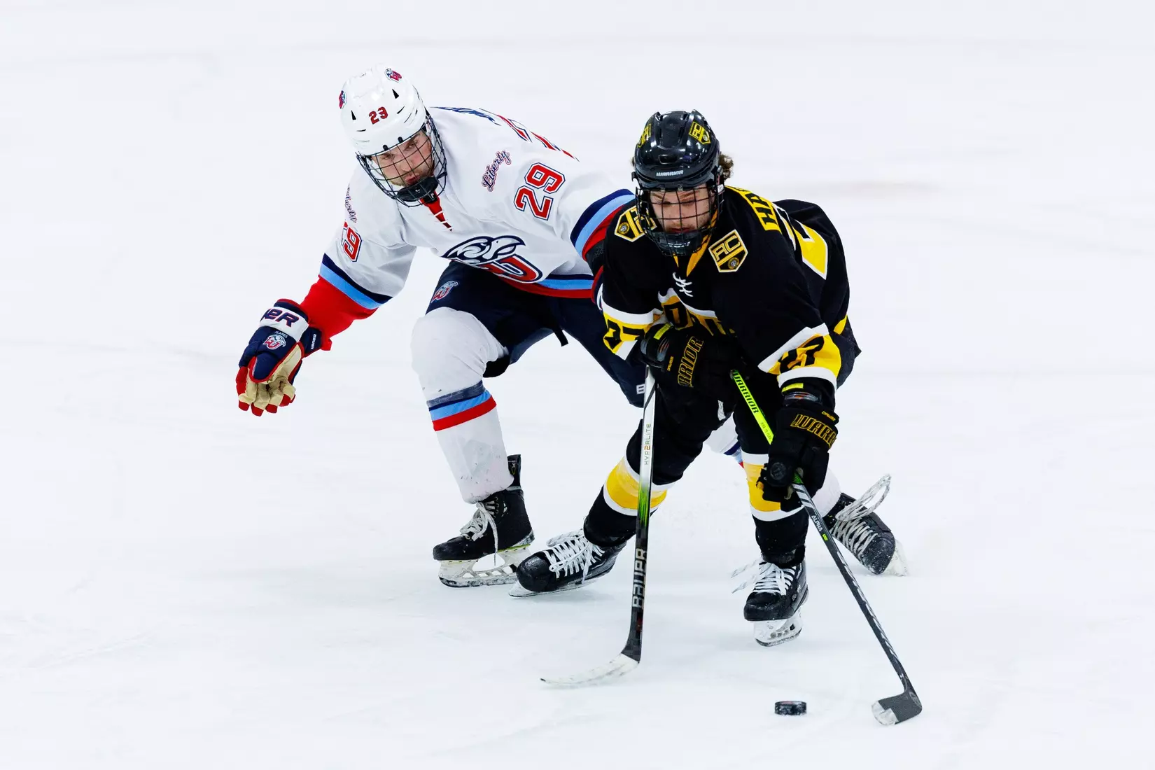 Liberty Men’s D1 Hockey hosts Adrian College for “Hall of Fame” Game in the Lahaye Hockey Center on January 31, 2025. (Photo by: Matt Reynolds)