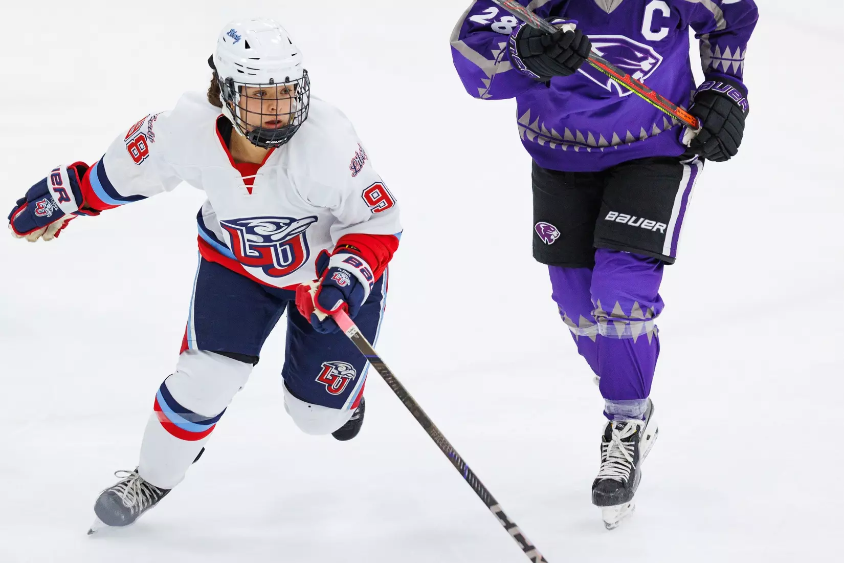 Liberty Women’s D2 Hockey faces High Point University at Lahaye Ice Center on November 2, 2025. (Photo by Ryan Anderson)