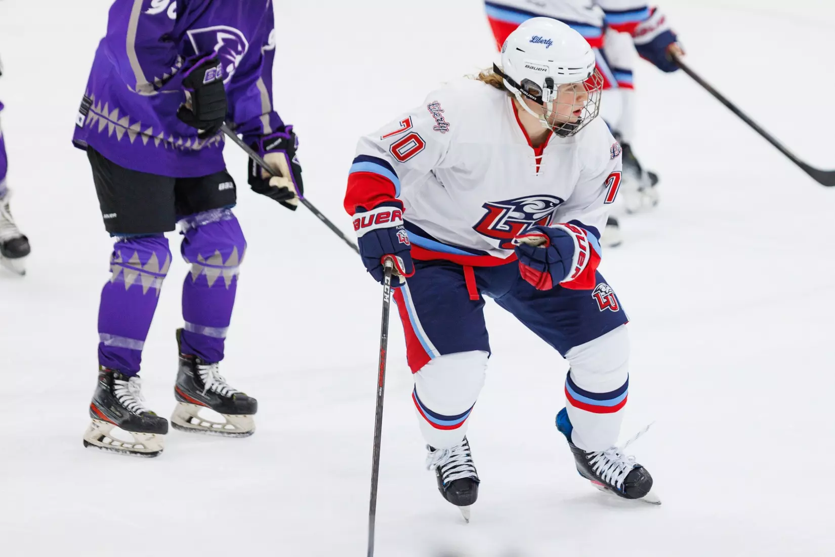 Liberty Women’s D2 Hockey faces High Point University at Lahaye Ice Center on November 2, 2025. (Photo by Ryan Anderson)
