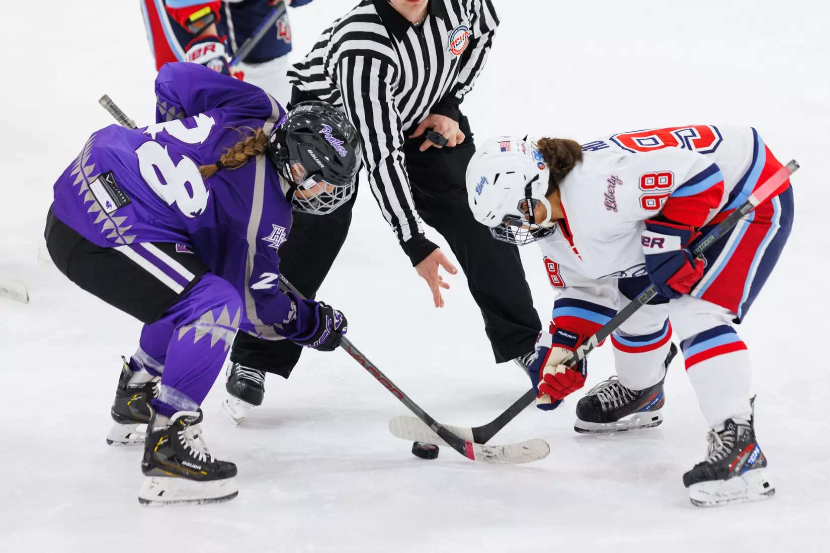 Liberty Women’s D2 Hockey faces High Point University at Lahaye Ice Center on November 2, 2025. (Photo by Ryan Anderson)