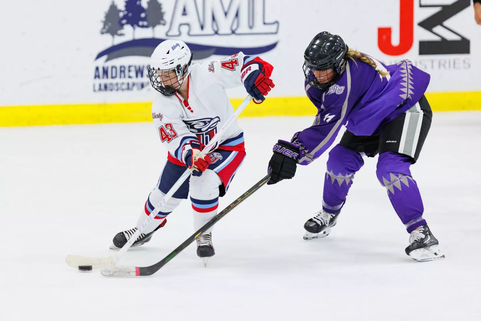Liberty Women’s D2 Hockey faces High Point University at Lahaye Ice Center on November 2, 2025. (Photo by Ryan Anderson)