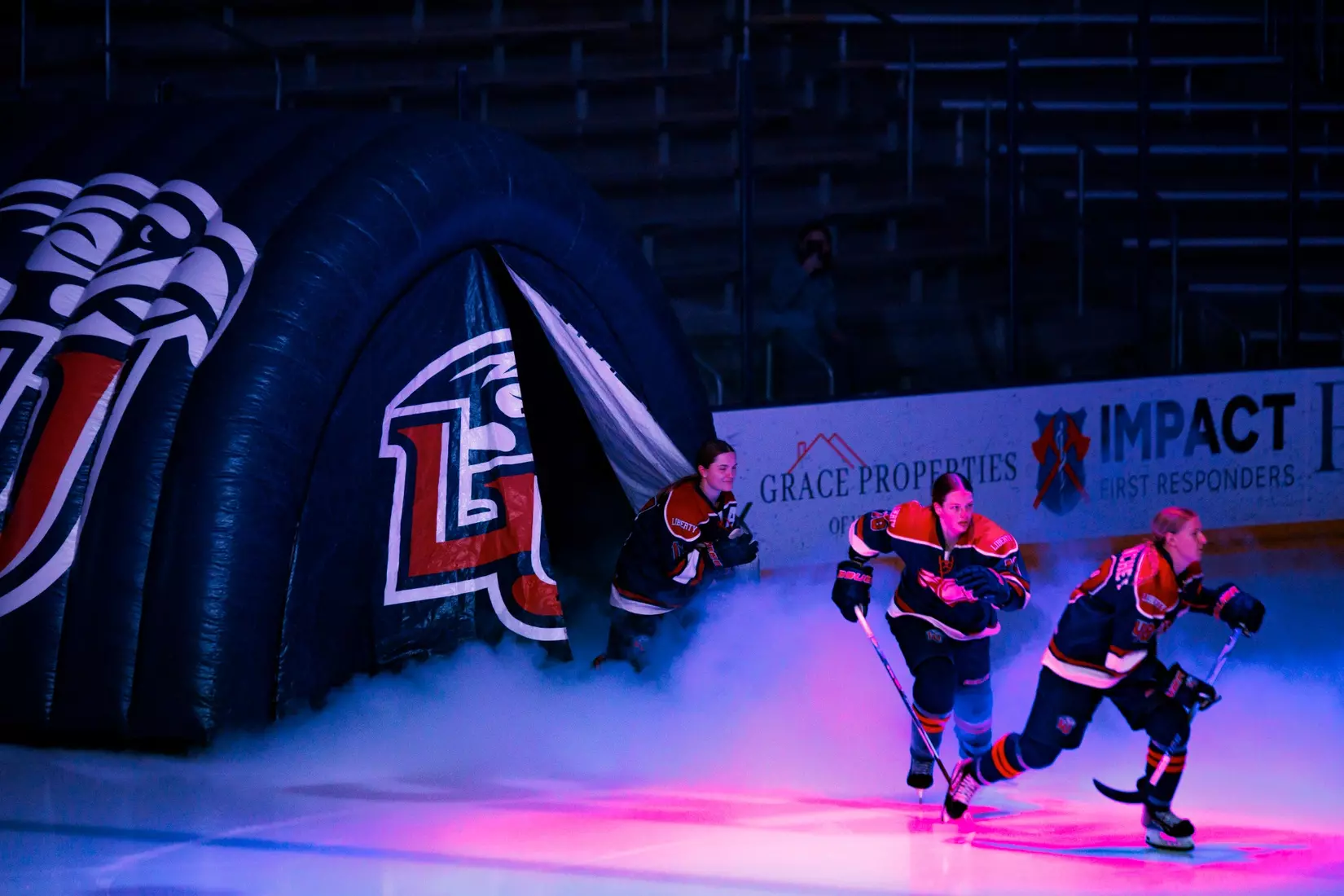 Liberty University’s Women’s D1 Hockey team plays Maryville on November 9, 2025. (Photo by Ethan Smith)