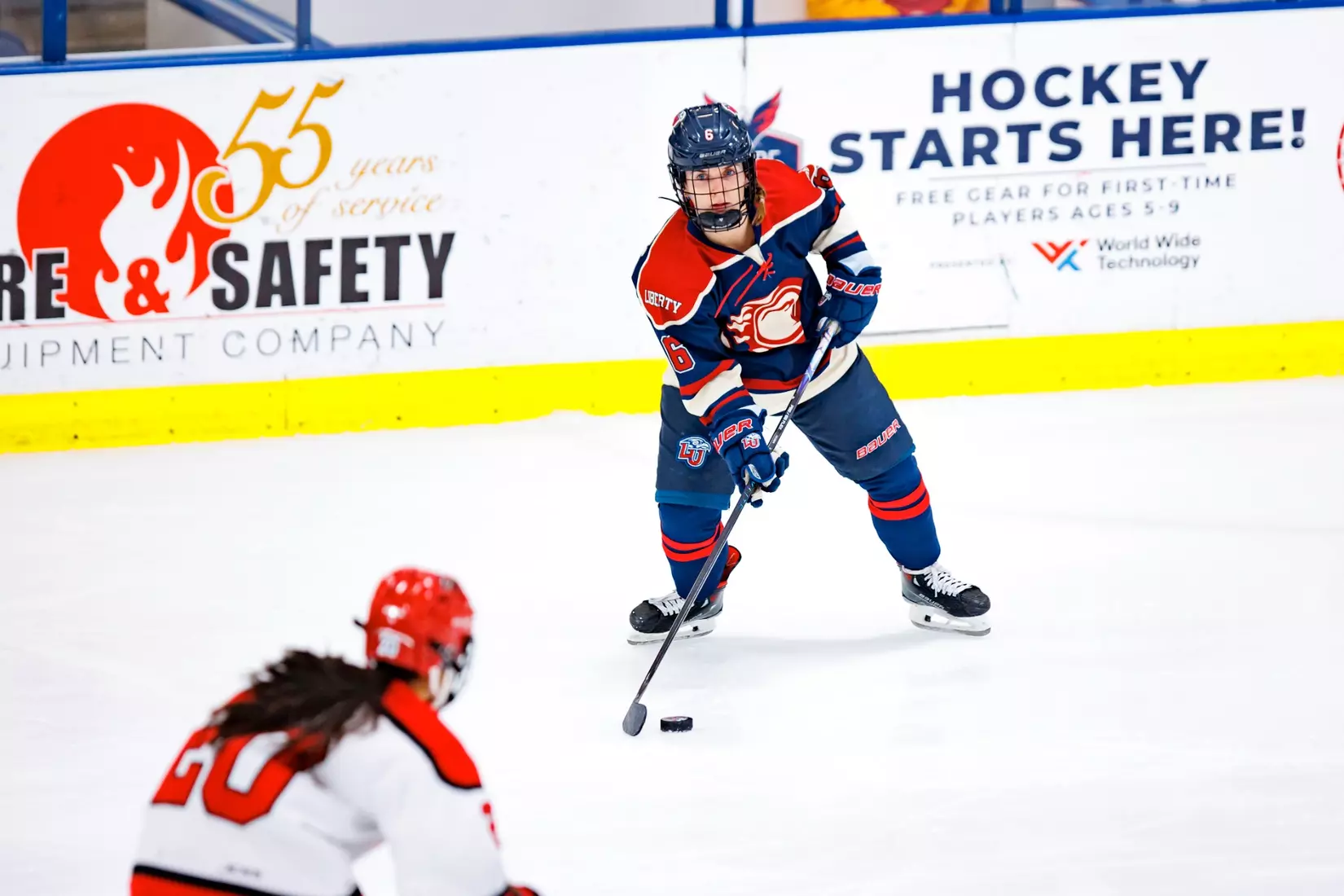 Liberty University’s Women’s D1 Hockey team plays Maryville on November 9, 2025. (Photo by Ethan Smith)