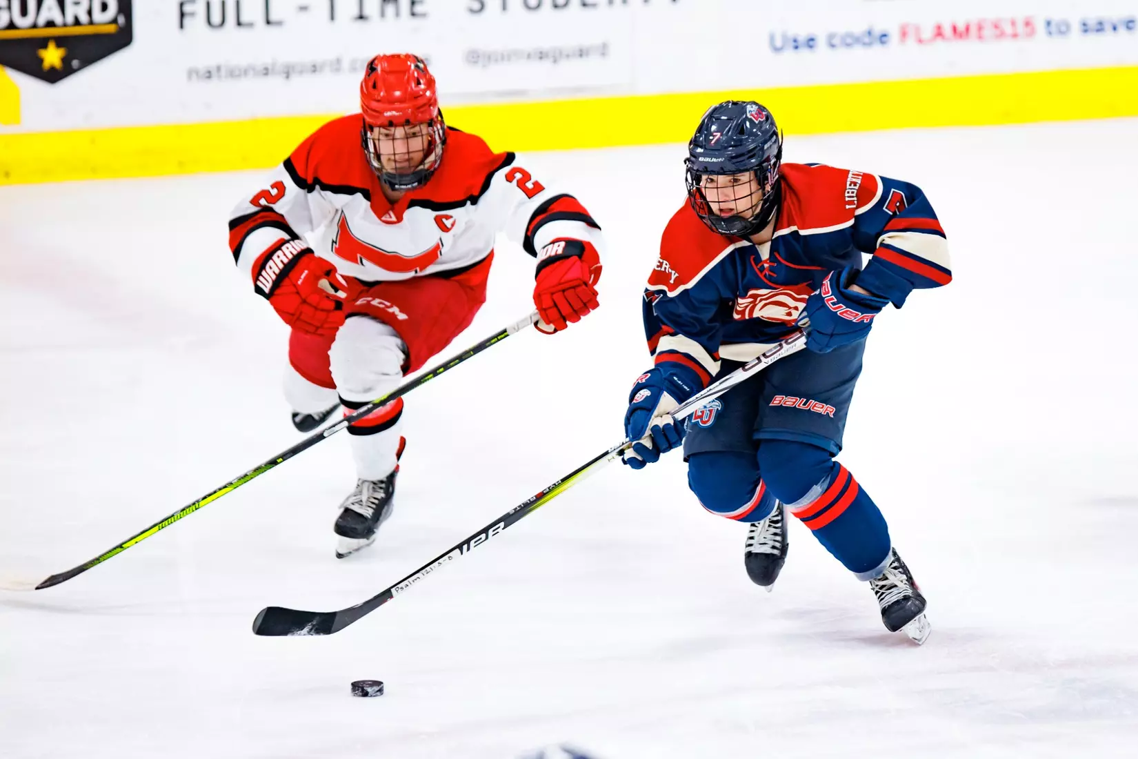 Liberty University’s Women’s D1 Hockey team plays Maryville on November 9, 2025. (Photo by Ethan Smith)