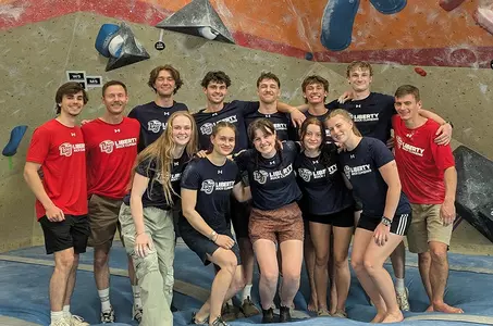 Climbing team portrait Georgia bouldering event