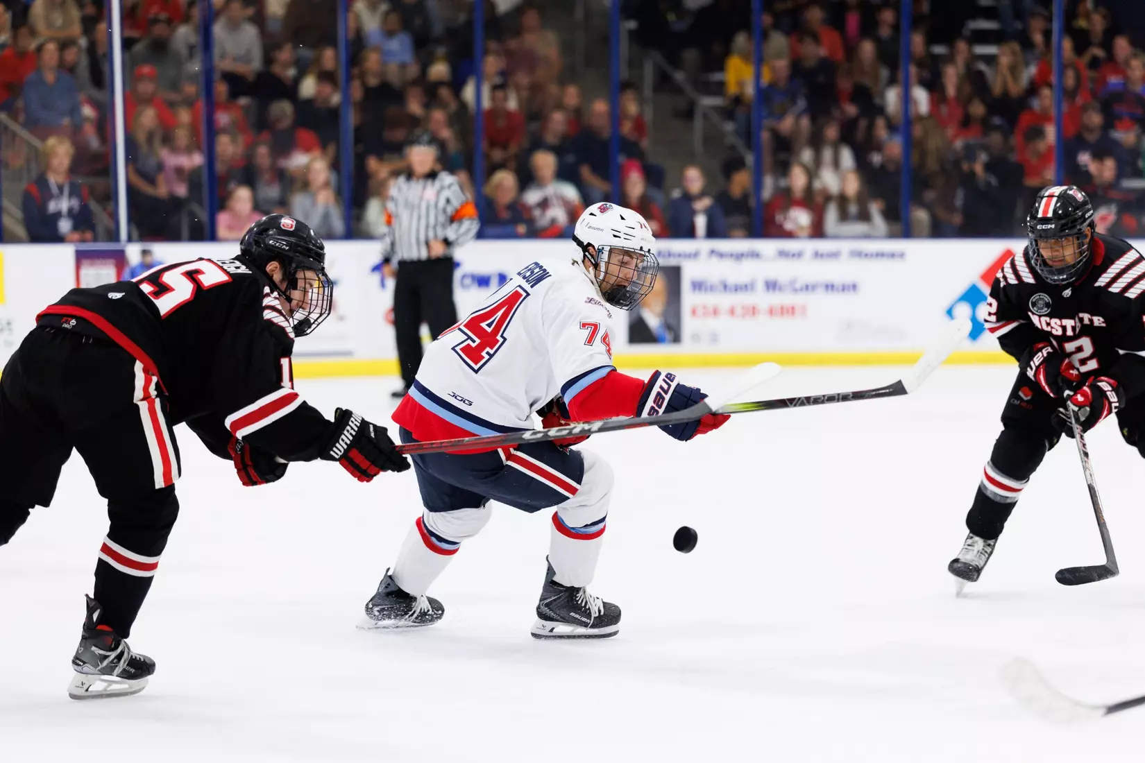 Men’s D1 Hockey takes on NC State at the LaHaye Ice Center on September 13, 2025 (Photo by Travis Clayton)