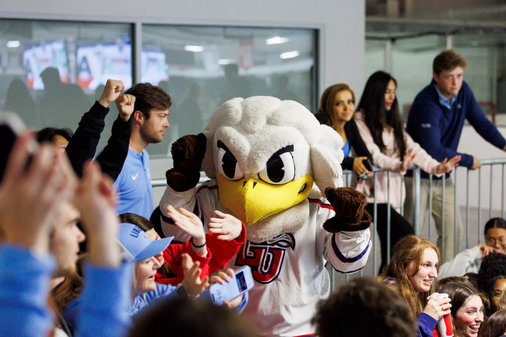 The Liberty Men’s D1 Hockey Team takes on Delaware at midnight for Midnight Mayhem in the Lahaye Ice Center on September 27th, 2025. (Photo by Grace Greer)