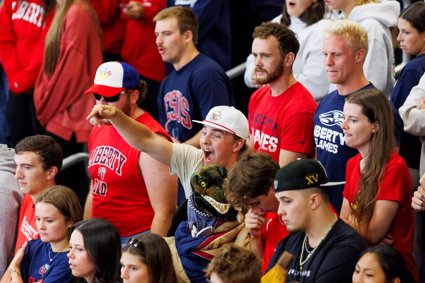 The Liberty Men’s D1 Hockey Team takes on Delaware at midnight for Midnight Mayhem in the Lahaye Ice Center on September 27th, 2025. (Photo by Grace Greer)
