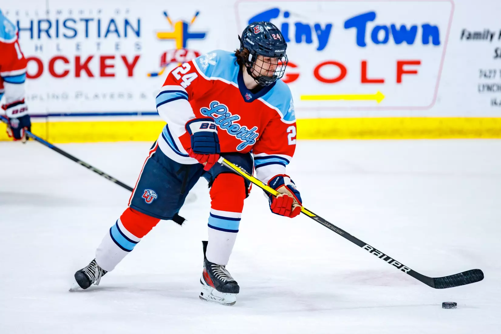 Liberty University’s Mens D3 Hockey team plays Stevenson on 27 September, 2025. (Photo by Ethan Smith)