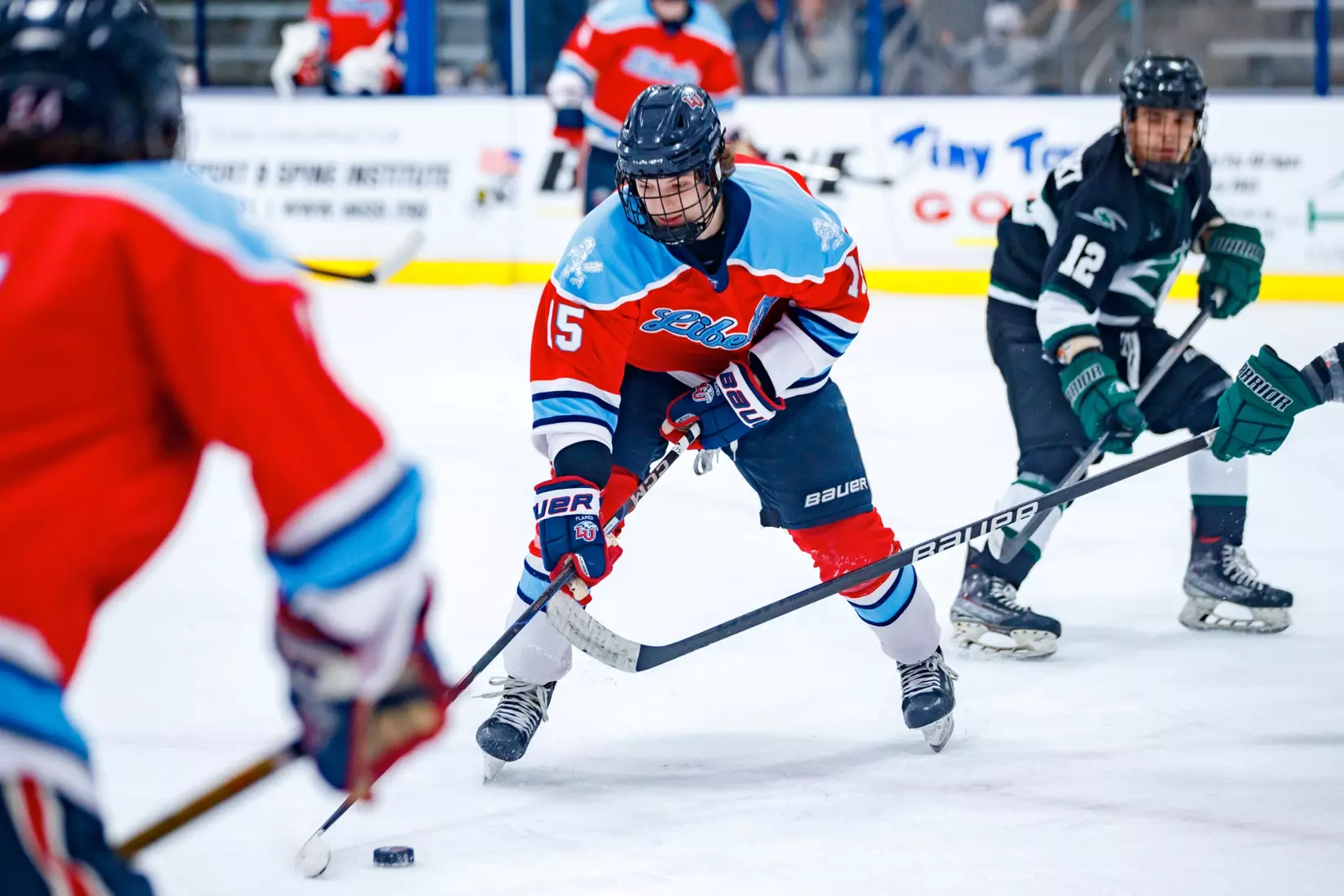 Liberty University’s Mens D3 Hockey team plays Stevenson on 27 September, 2025. (Photo by Ethan Smith)