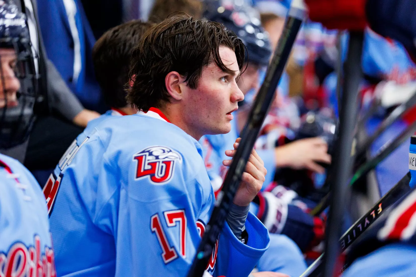 The Men’s D1 Hockey team takes on West Chester for the season opener in the Lahaye Ice Center on September 5th, 2025. (Photo by Grace Greer)