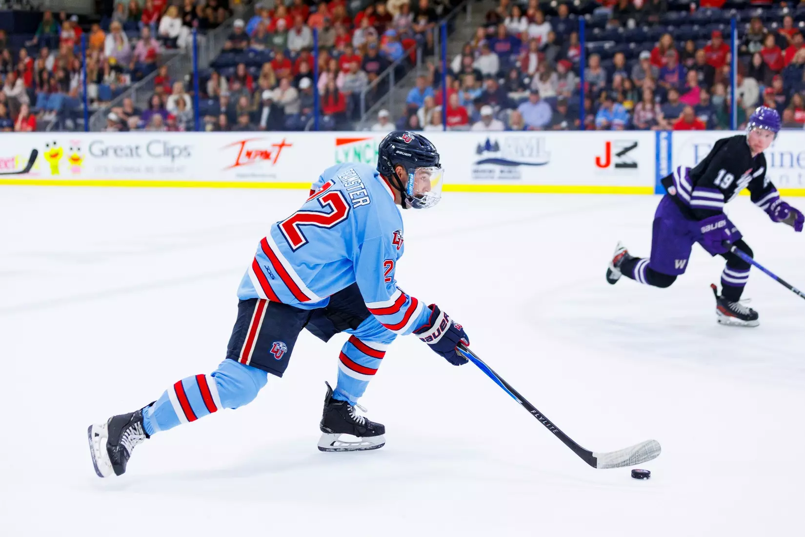 The Men’s D1 Hockey team takes on West Chester for the season opener in the Lahaye Ice Center on September 5th, 2025. (Photo by Grace Greer)