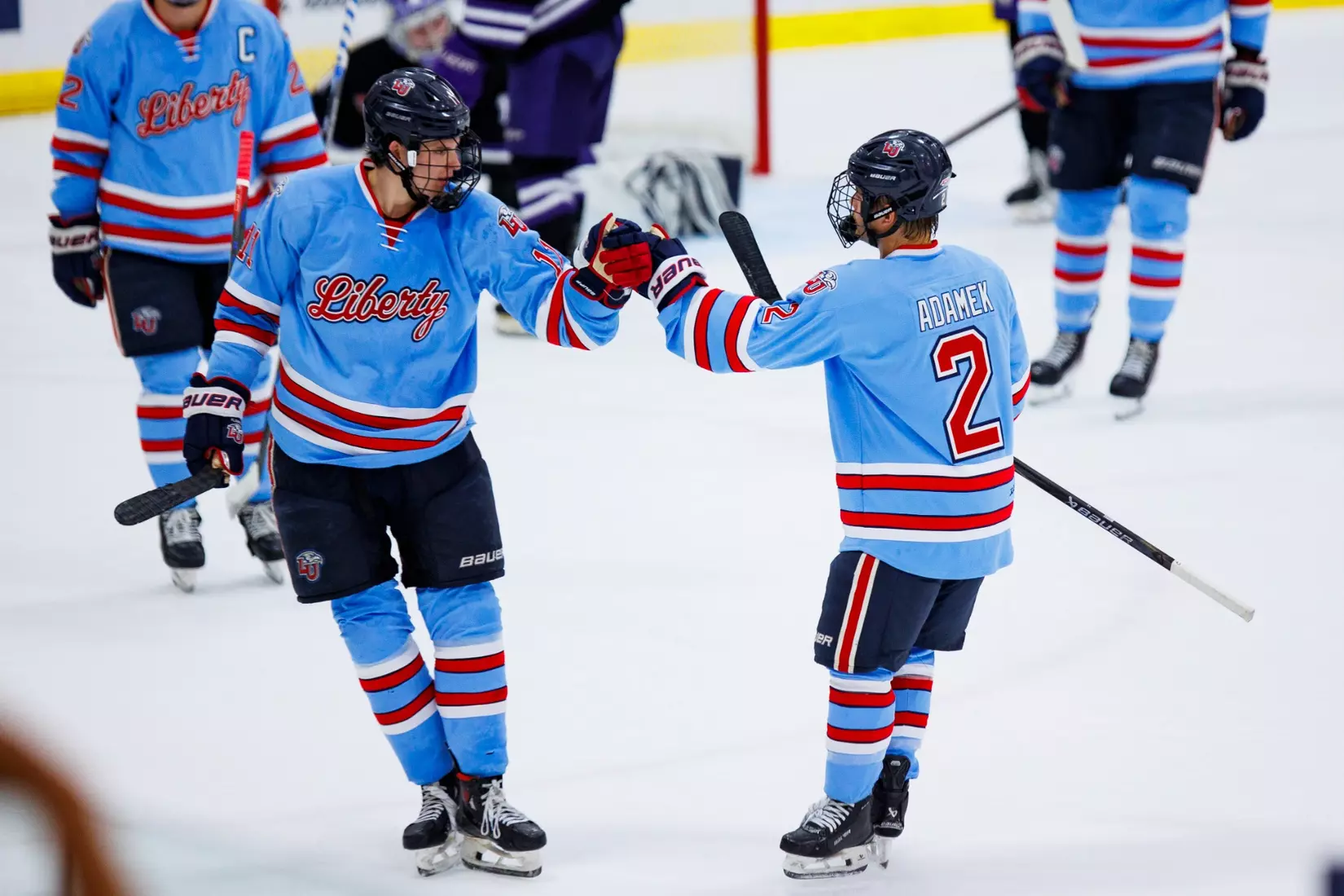 The Men’s D1 Hockey team takes on West Chester for the season opener in the Lahaye Ice Center on September 5th, 2025. (Photo by Grace Greer)