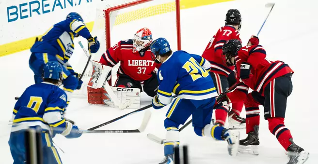 Austin Caley Liberty goalie vs. Delawar