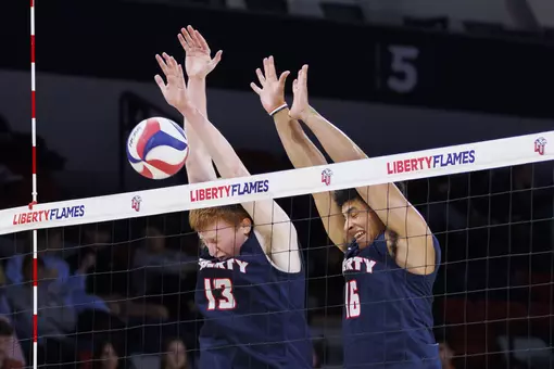 Men’s volleyball takes on Virginia Tech in the Liberty Arena on February 3, 2026. (Photo by Emily Cuthrell)
