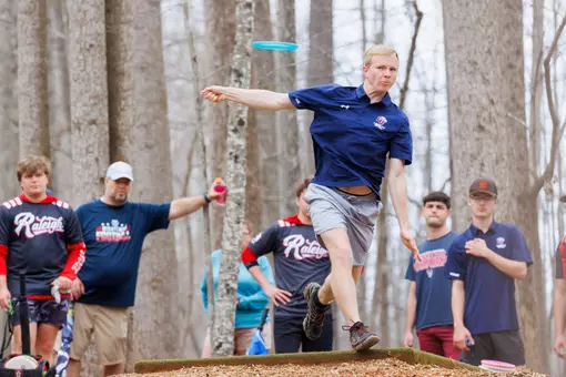 Addison Sells drive off tee at New London Tech