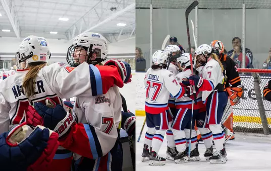 Liberty DII women's hockey celebrates opening win at ACHA