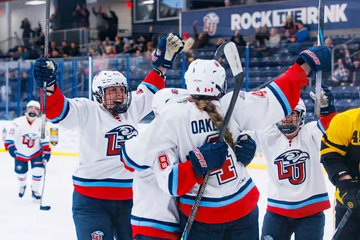 Liberty DI women's hockey celebration