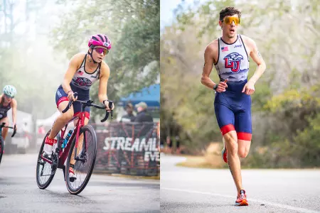 Liberty triathletes in action at Clermont, Fla.