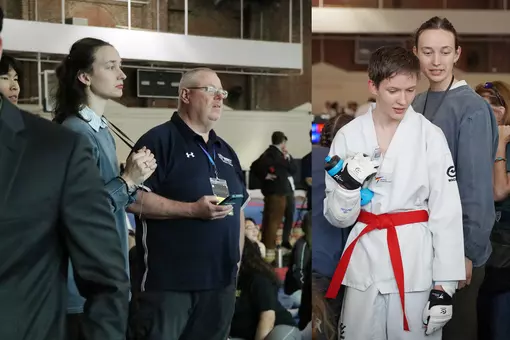 Julia Eesley coaches alongside Tom Childress