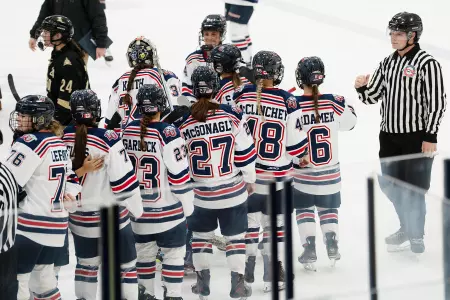 Lady Flames DI womens' hockey vs. Pride post-game