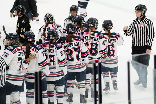 Lady Flames DI womens' hockey vs. Pride post-game