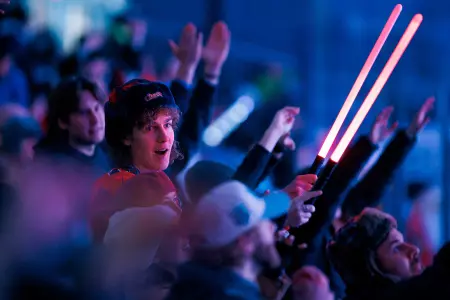 Flames Hockey fan on Star Wars Night