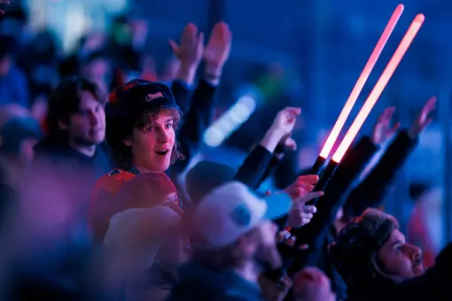 Flames Hockey fan on Star Wars Night