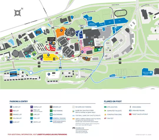 Updated parking map with track bus stop
