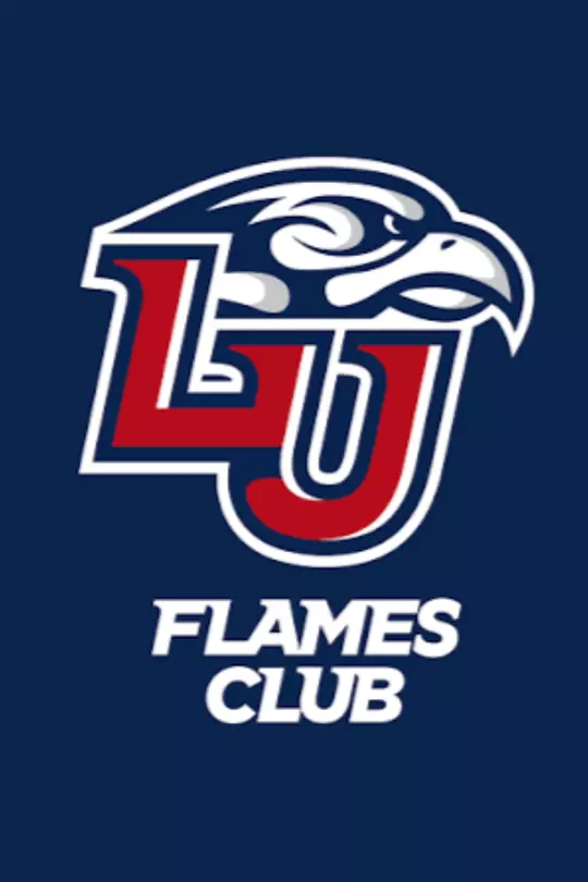 Flames Club logo on blue background