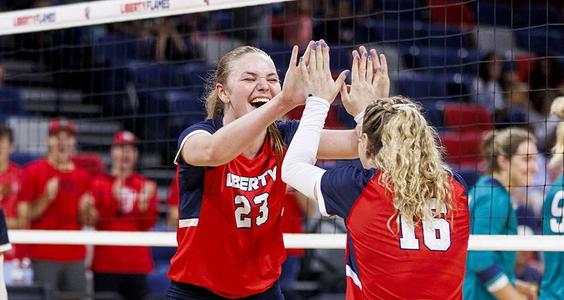 Liberty Outlasts Bellarmine for 5-Set Victory Image