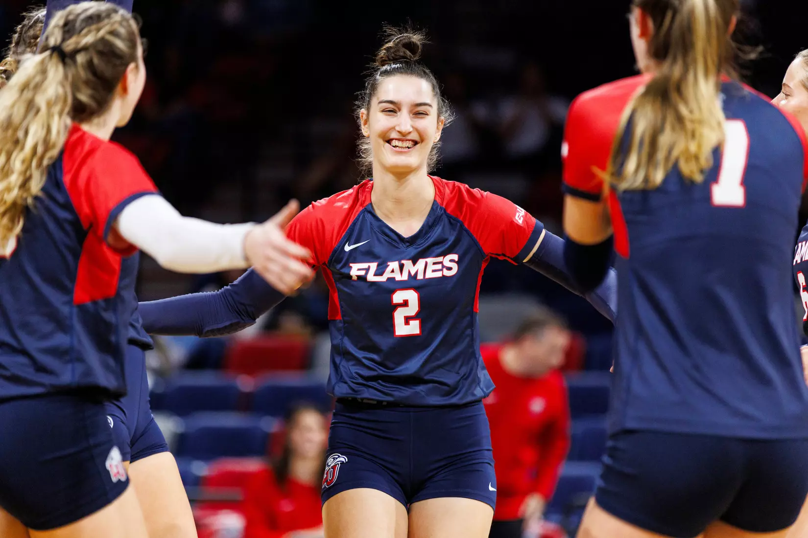 The Liberty University Women’s Volleyball team takes on the Florida International University Panthers at Liberty Arena on October 21, 2023 (Photo by: Chase Gyles)