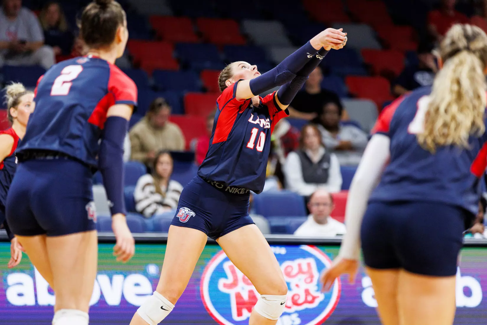 The Liberty University Women’s Volleyball team takes on the Florida International University Panthers at Liberty Arena on October 21, 2023 (Photo by: Chase Gyles)