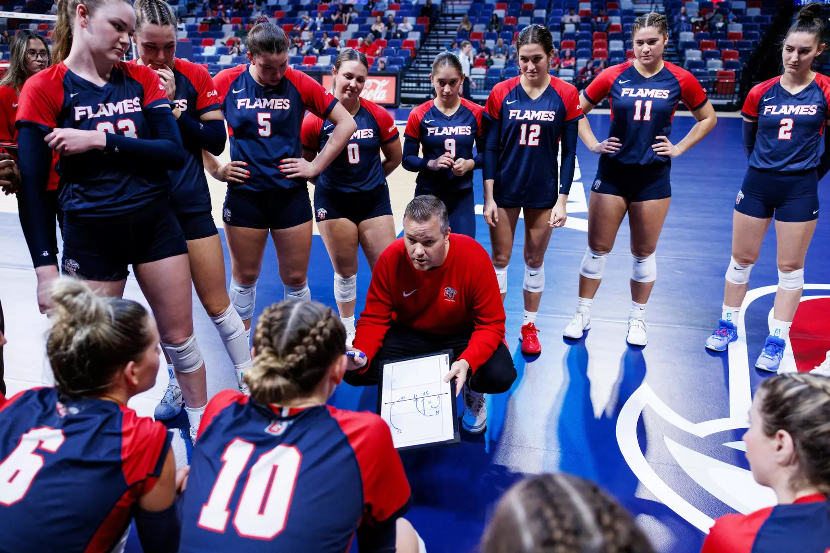 The Liberty University Women’s Volleyball team takes on the Florida International University Panthers at Liberty Arena on October 21, 2023 (Photo by: Chase Gyles)
