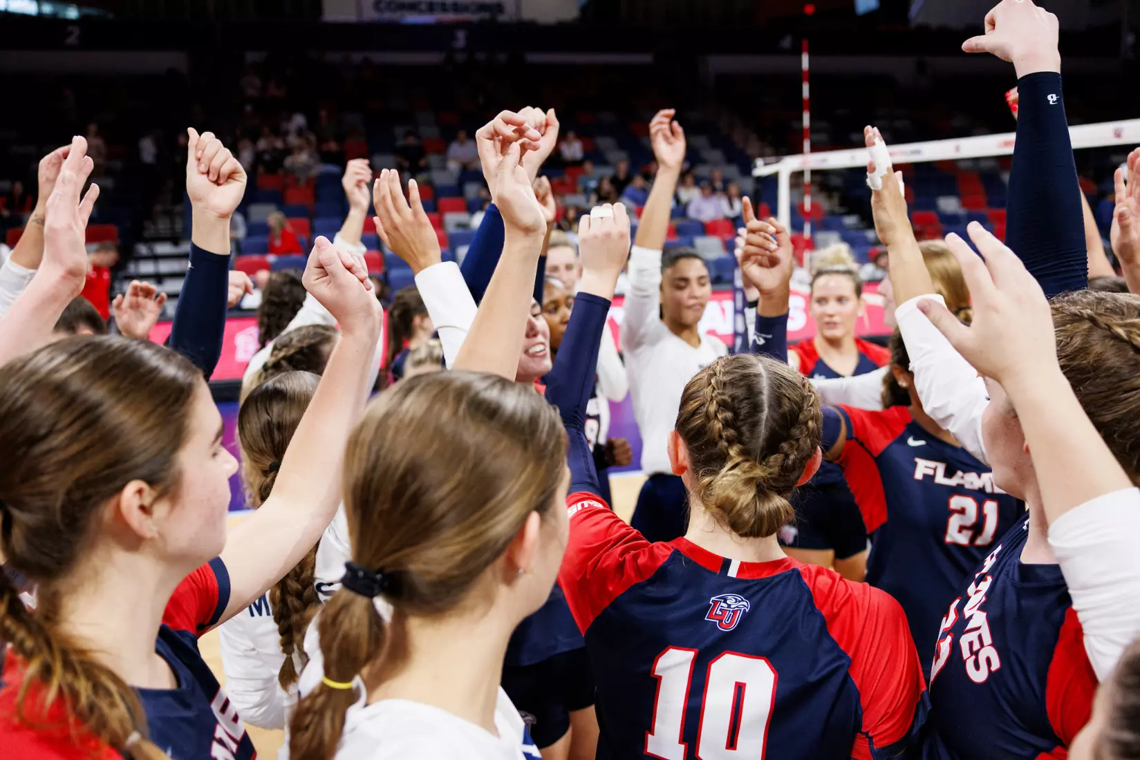 The Liberty University Women’s Volleyball team takes on the Florida International University Panthers at Liberty Arena on October 21, 2023 (Photo by: Chase Gyles)