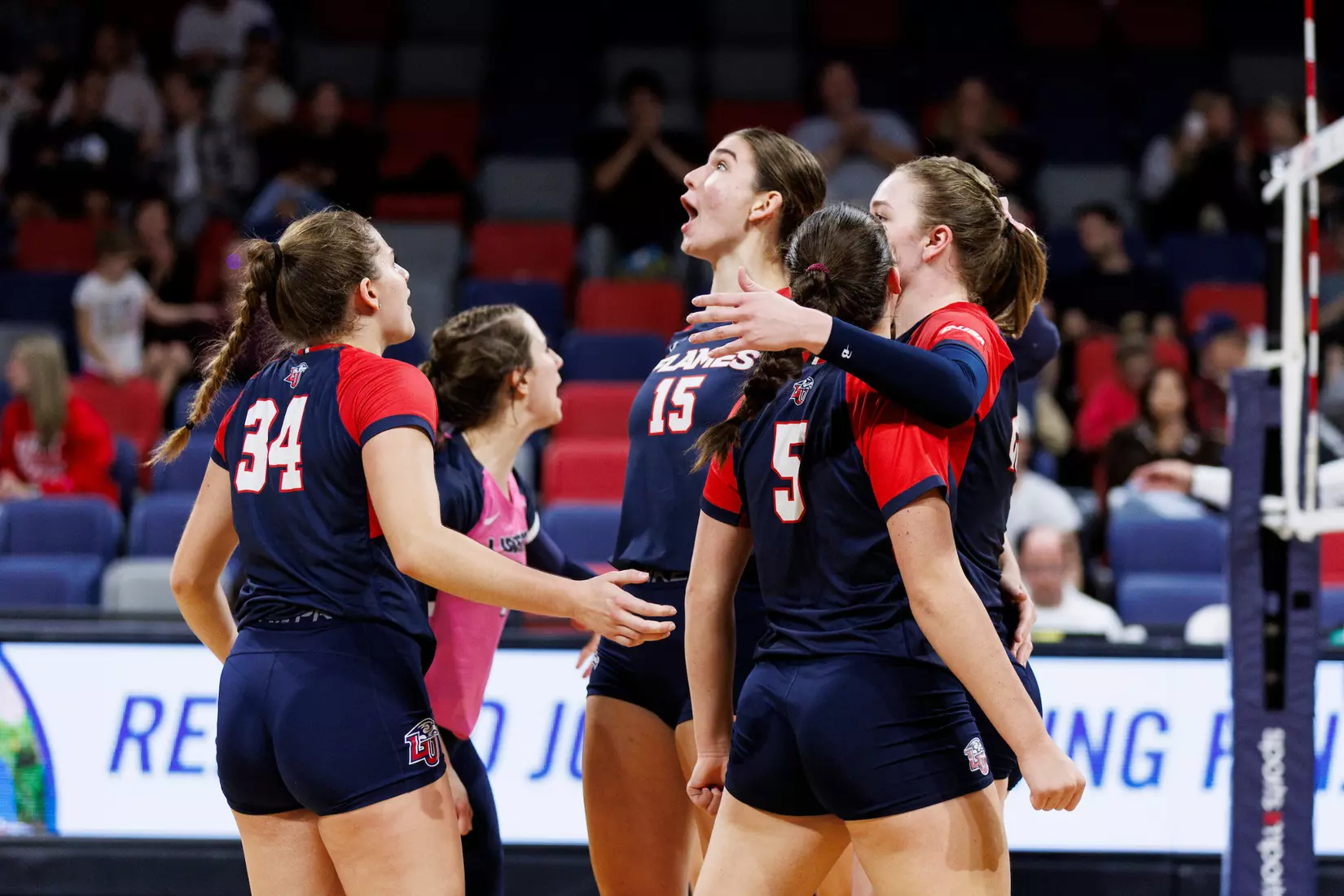 The Liberty University Women’s Volleyball team takes on the Florida International University Panthers at Liberty Arena on October 21, 2023 (Photo by: Chase Gyles)