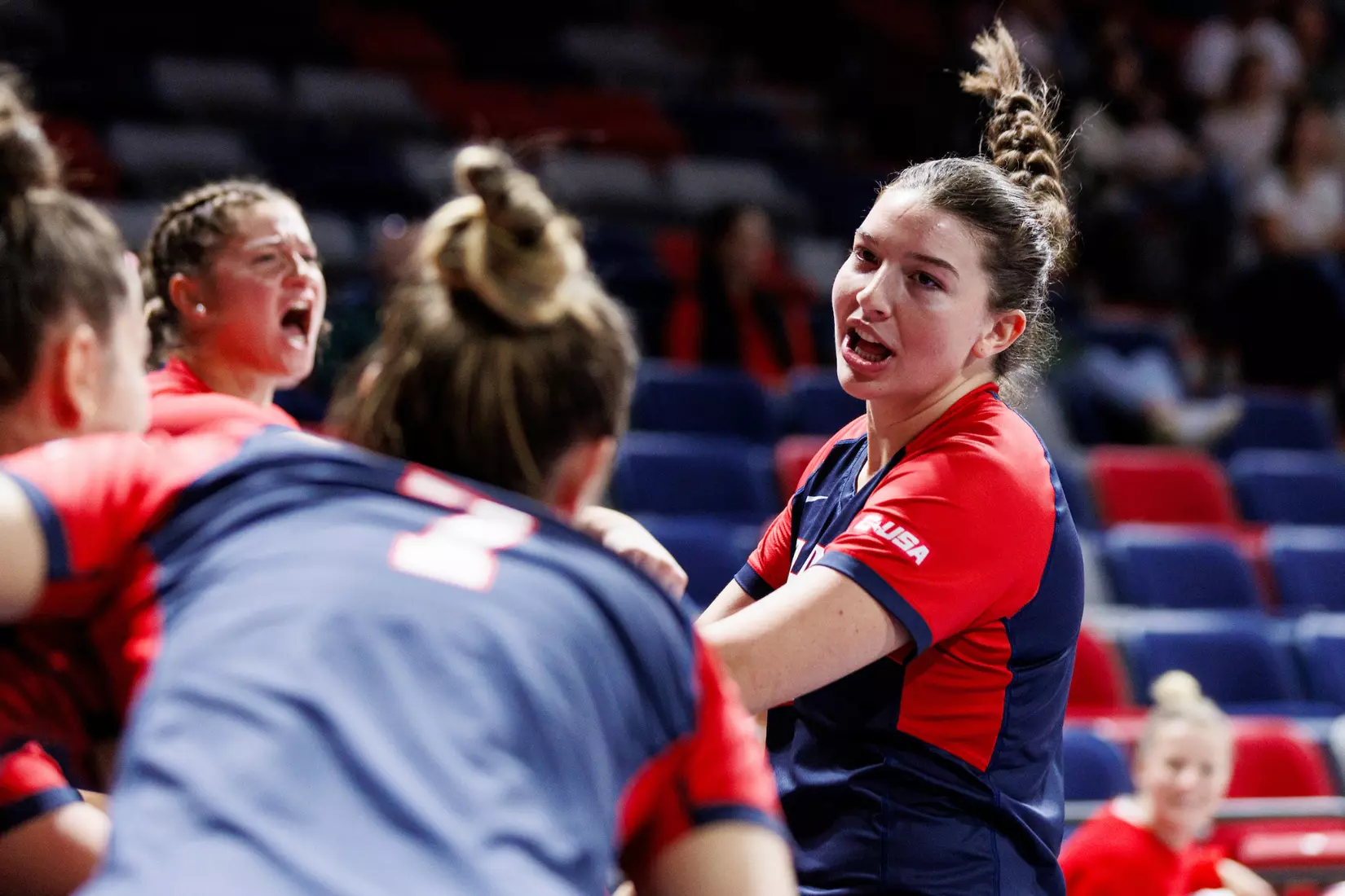 The Liberty University Women’s Volleyball team takes on the Florida International University Panthers at Liberty Arena on October 21, 2023 (Photo by: Chase Gyles)