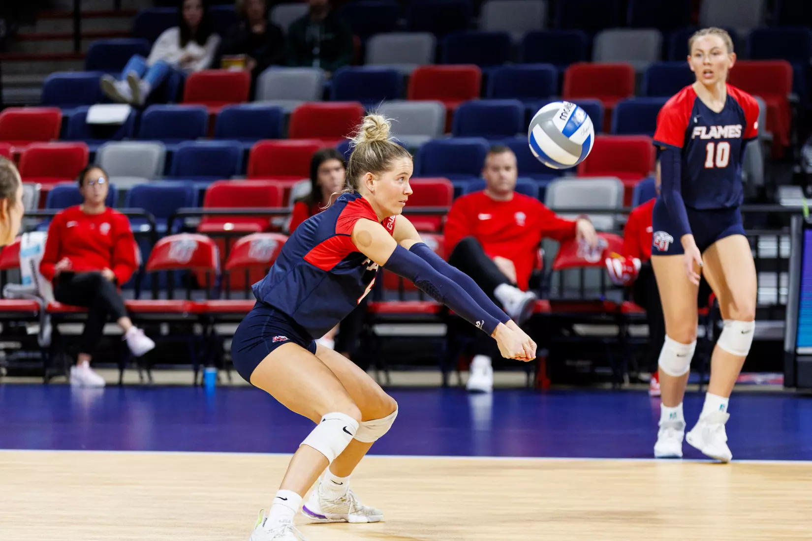 The Liberty University Women’s Volleyball team takes on the Florida International University Panthers at Liberty Arena on October 21, 2023 (Photo by: Chase Gyles)