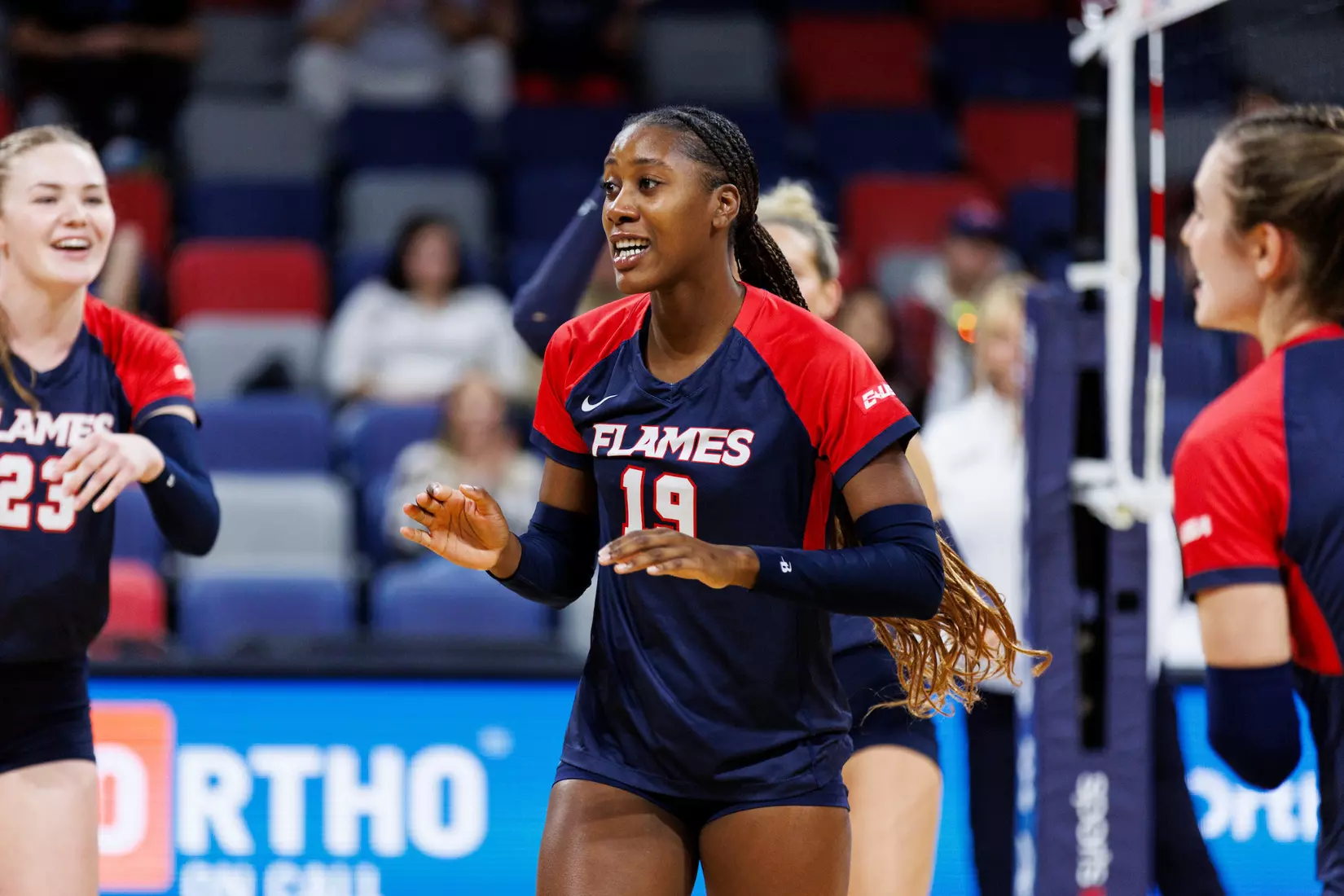 The Liberty University Women’s Volleyball team takes on the Florida International University Panthers at Liberty Arena on October 21, 2023 (Photo by: Chase Gyles)