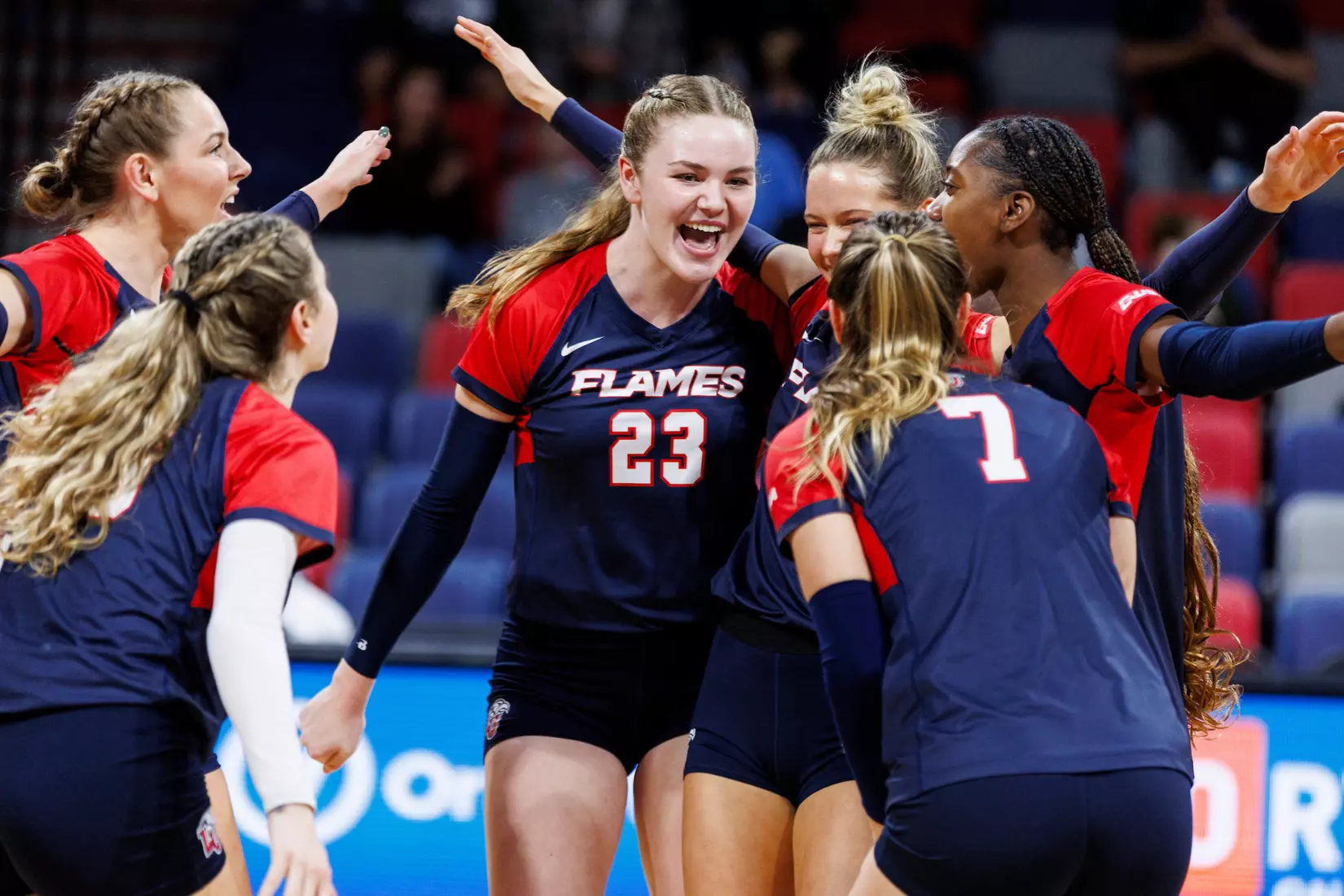 The Liberty University Women’s Volleyball team takes on the Florida International University Panthers at Liberty Arena on October 21, 2023 (Photo by: Chase Gyles)