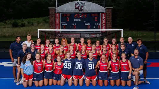Liberty University’s Field Hockey Team Photo is Photographed on the East Campus Field Hockey Field on August 14, 2023. (Photo by: Kendall Tidwell)