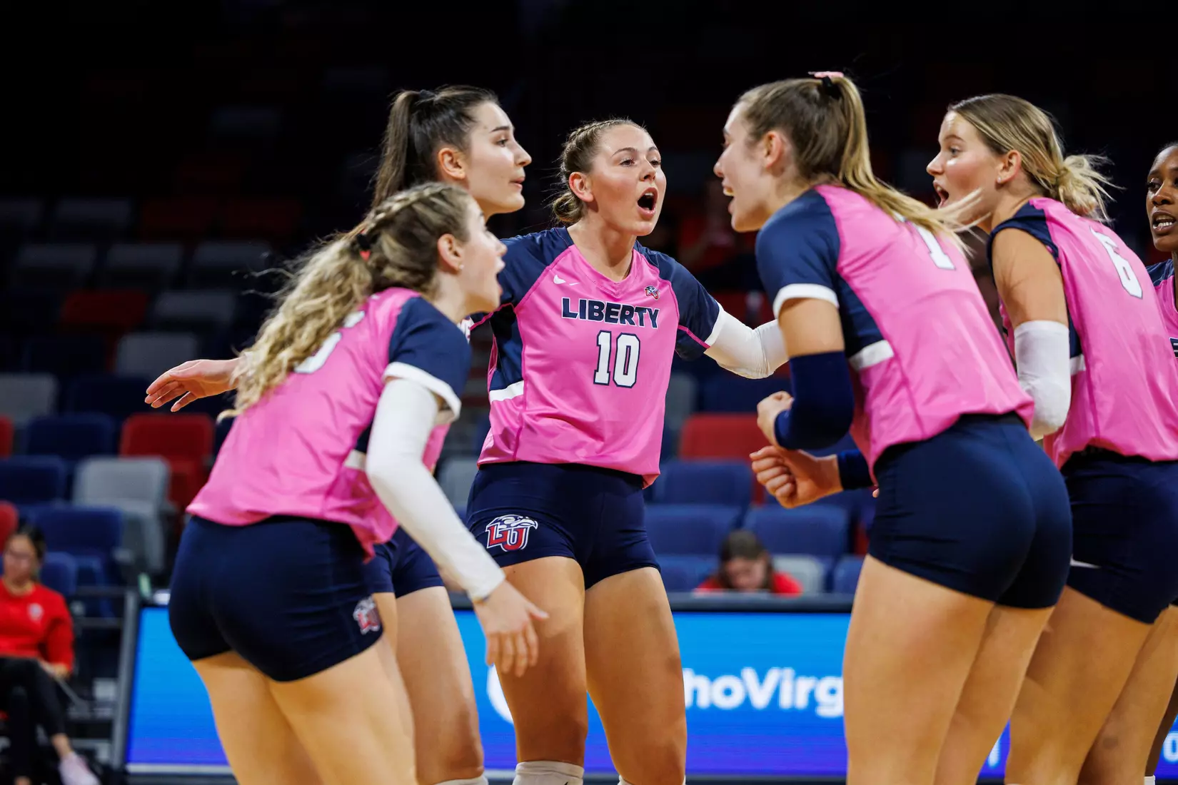Liberty University’s Women’s Volleyball team takes on the Western Kentucky University Hilltoppers in the Liberty Arena on October 04, 2023 (Photo by: Chase Gyles)