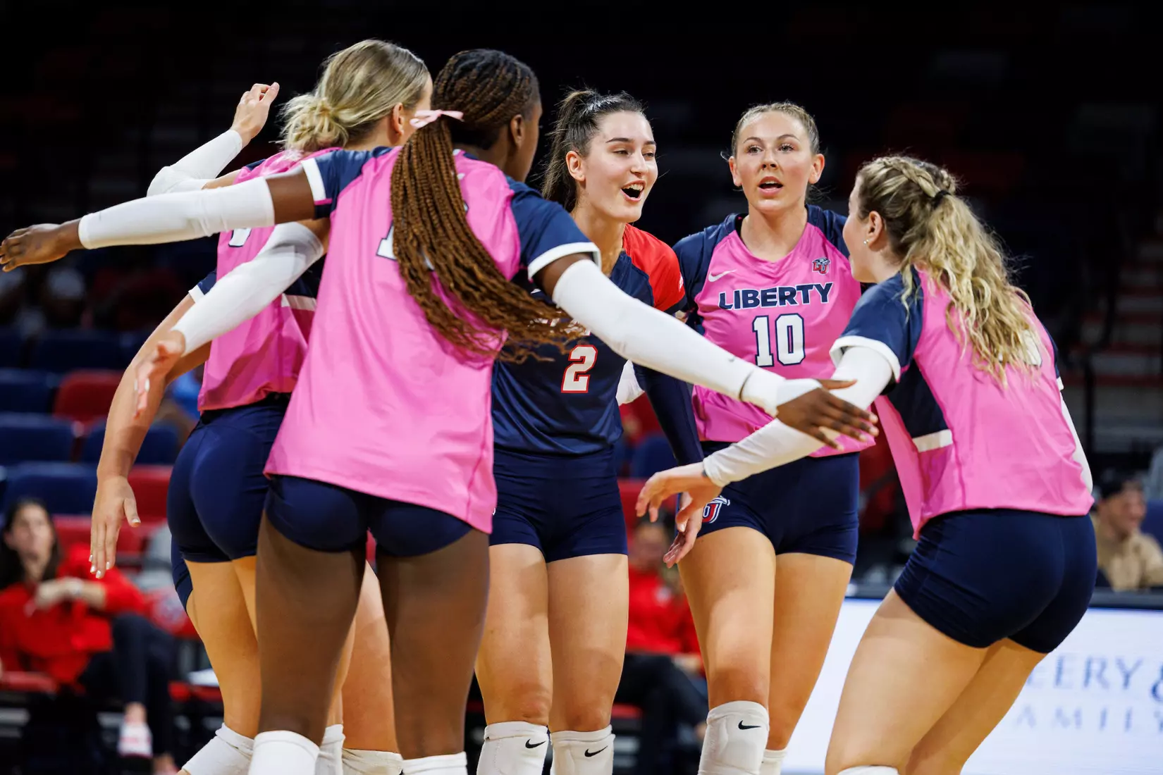 Liberty University’s Women’s Volleyball team takes on the Western Kentucky University Hilltoppers in the Liberty Arena on October 04, 2023 (Photo by: Chase Gyles)