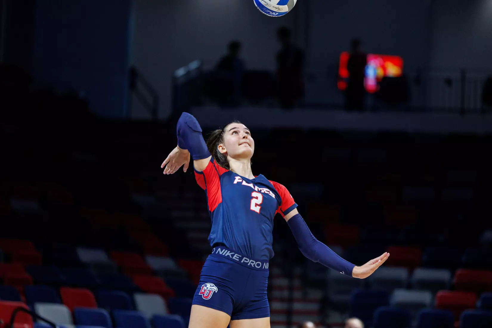 Liberty University’s Women’s Volleyball team takes on the Western Kentucky University Hilltoppers in the Liberty Arena on October 04, 2023 (Photo by: Chase Gyles)