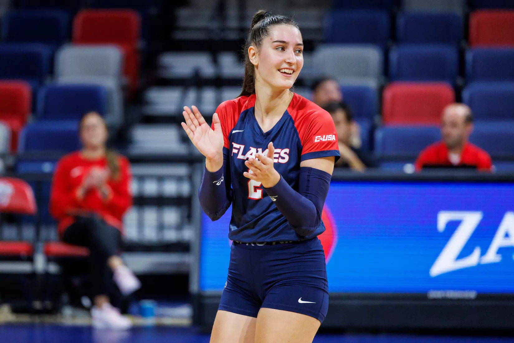 Liberty University’s Women’s Volleyball team takes on the Western Kentucky University Hilltoppers in the Liberty Arena on October 04, 2023 (Photo by: Chase Gyles)