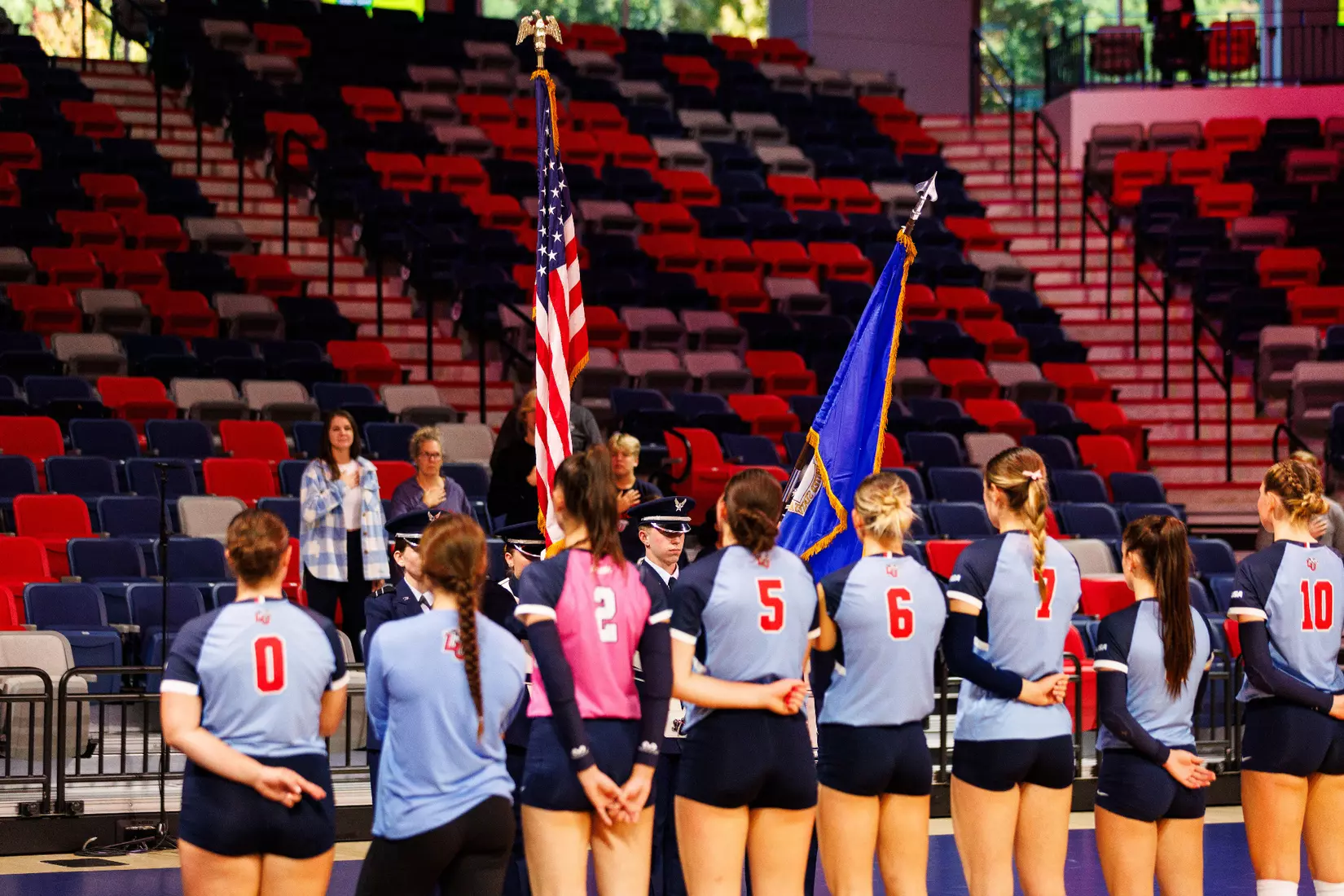Liberty University's Women's Volleyball team takes on the New Mexico State Aggies at the Liberty Area on October 07, 2023. (Photo by: Jessie Jordan)