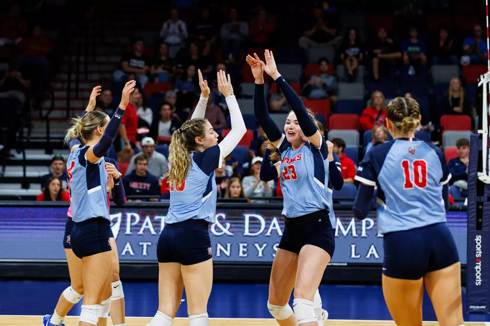 Liberty University's Women's Volleyball team takes on the New Mexico State Aggies at the Liberty Area on October 07, 2023. (Photo by: Jessie Jordan)