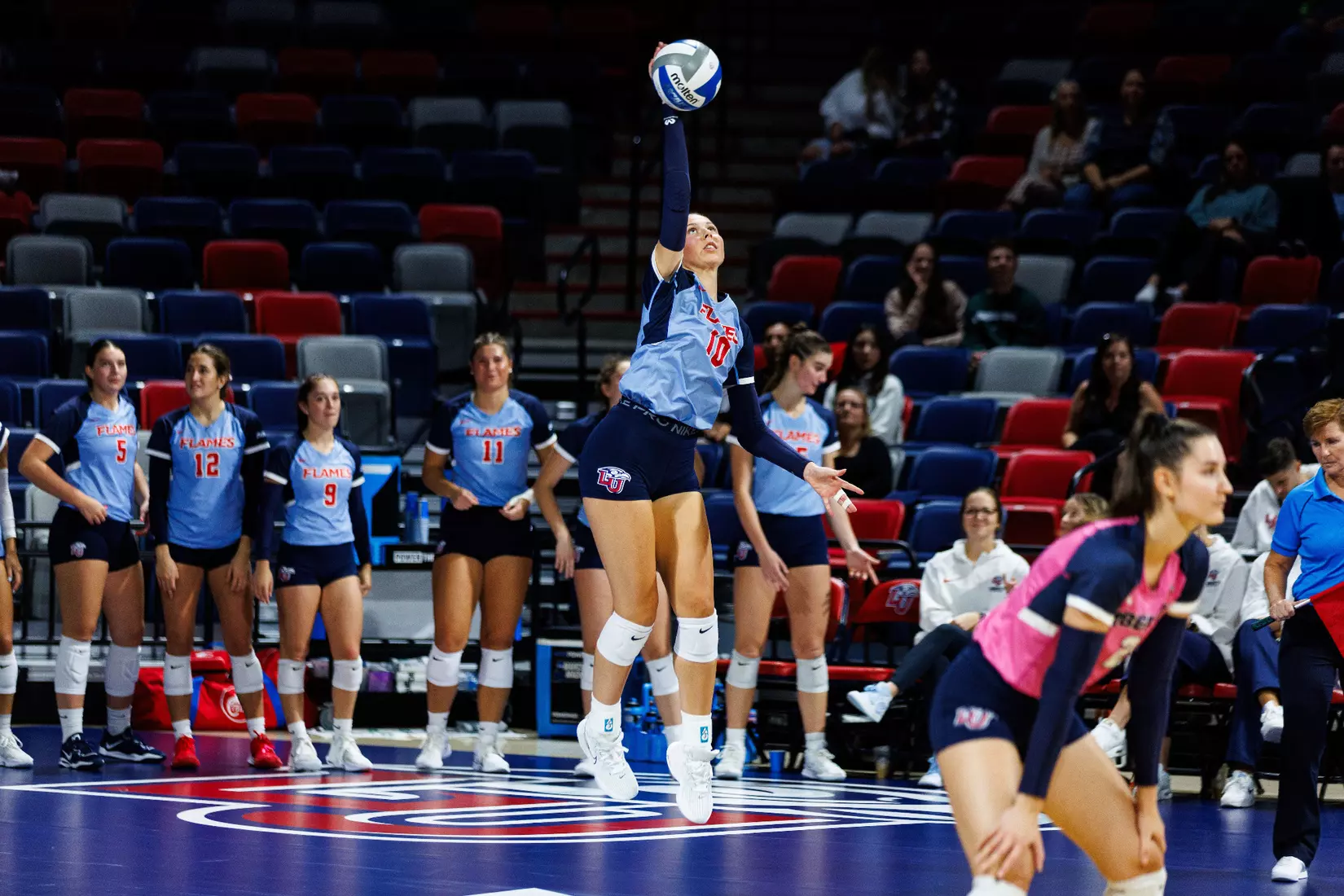 Liberty University's Women's Volleyball team takes on the New Mexico State Aggies at the Liberty Area on October 07, 2023. (Photo by: Jessie Jordan)