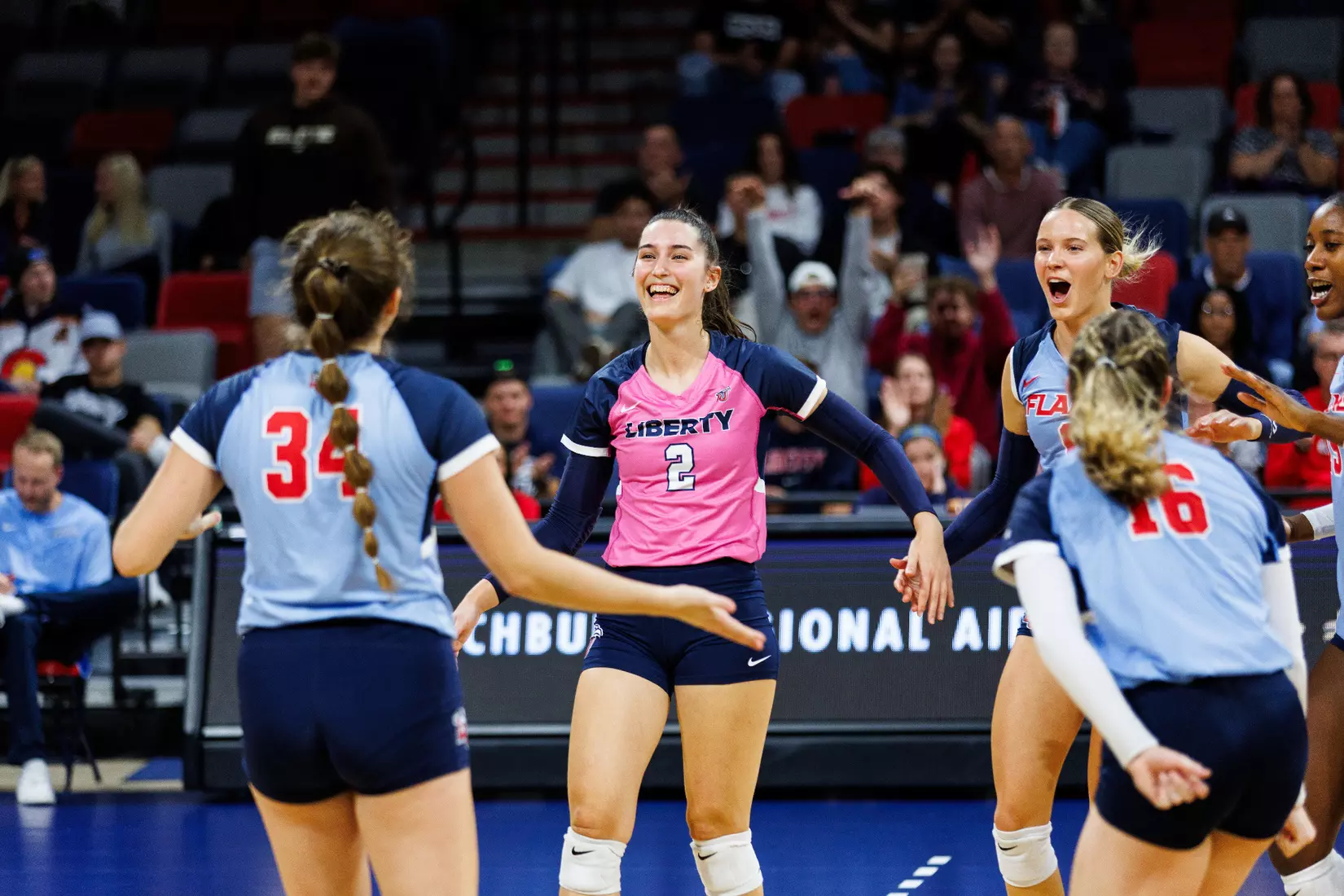 Liberty University's Women's Volleyball team takes on the New Mexico State Aggies at the Liberty Area on October 07, 2023. (Photo by: Jessie Jordan)