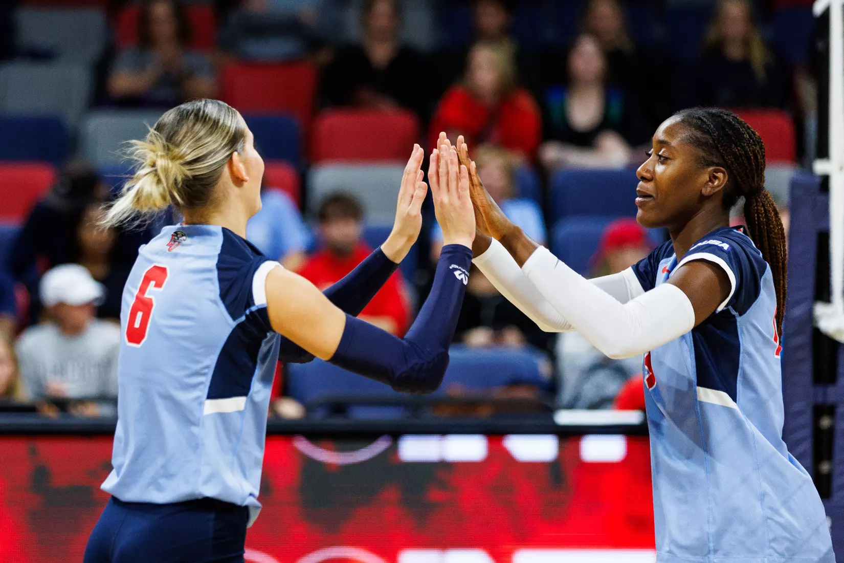 Liberty University's Women's Volleyball team takes on the New Mexico State Aggies at the Liberty Area on October 07, 2023. (Photo by: Jessie Jordan)